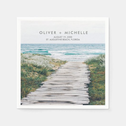 Serviette En Papier Plage de Floride Mariage personnalisé serviettes (Devant)