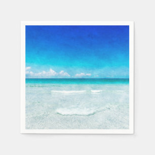 Serviette En Papier Plage de l'océan côtier à Turquoise Aqua Turquo