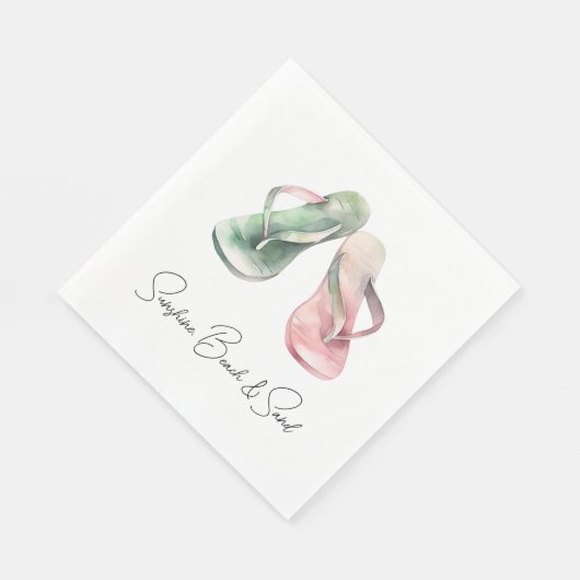 Serviette En Papier Plage de Mint Pink Sunshine Flip Flops (Coin)