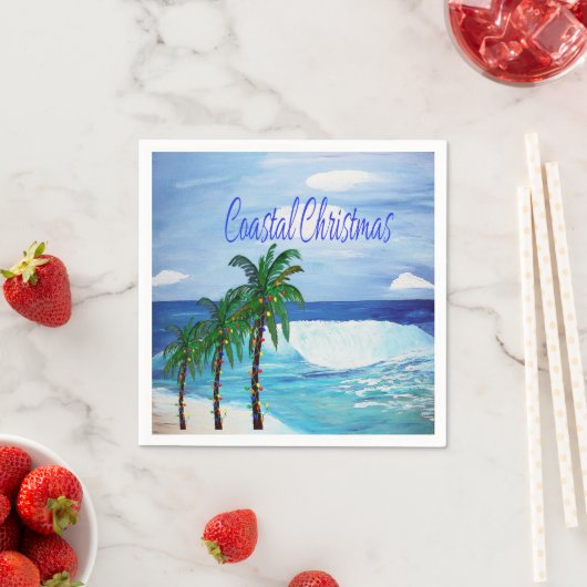 Serviette En Papier Plage de Noël côtier thème de la fête serviettes (En situation)