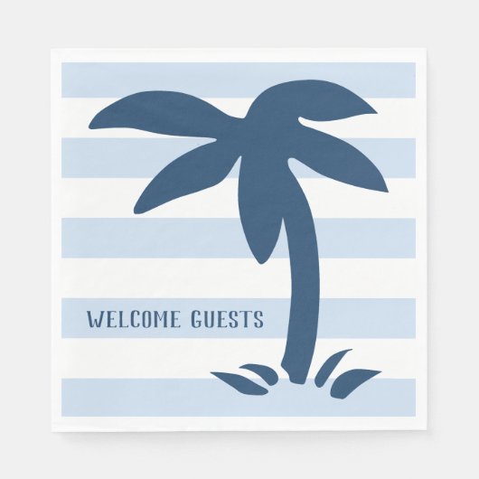 Serviette En Papier Plage de palmiers de style nautique (Devant)