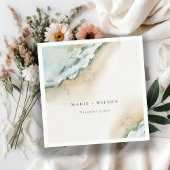 Serviette En Papier Plage de sable de mer côtière Mariage nautique