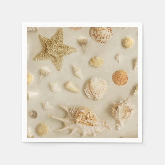 Serviette En Papier Plage de Starfish et Seashells (Devant)