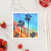 Serviette En Papier Plage de Sunset Palm Tree art surf (En situation)