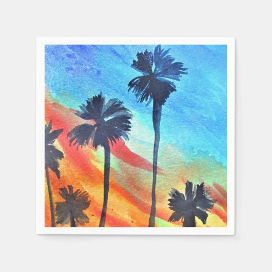 Serviette En Papier Plage de Sunset Palm Tree art surf (Devant)