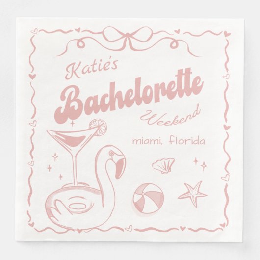 Serviette En Papier Plage Dernier Toast rose Bachelorette Partie Napki (Devant)