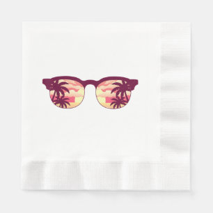 Serviette En Papier Plage des palmiers au coucher du soleil Vacances d