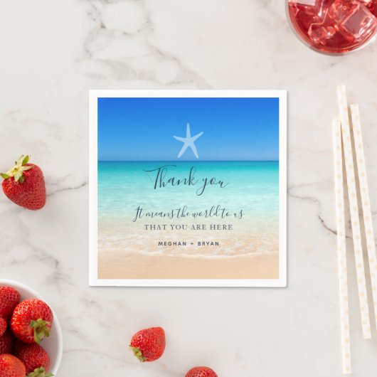 Serviette En Papier Plage Destination Starfish Mariage Napkins (En situation)