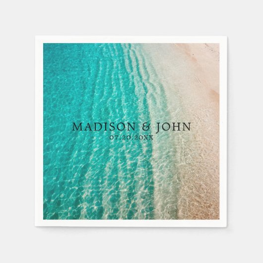 Serviette En Papier Plage d'été de l'océan Côtier Destination Mariage (Devant)