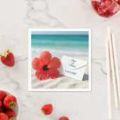 Serviette En Papier Plage Hibiscus Fleur Avec Enveloppe Mariage (En situation)