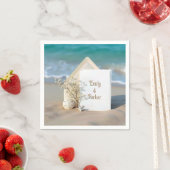Serviette En Papier Plage Invitation Dans Le Sable Avec Starfish (En situation)