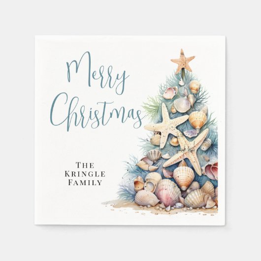 Serviette En Papier Plage Joyeux Noël (Devant)