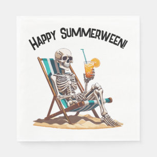 Serviette En Papier Plage Lounge Squelette Halloween