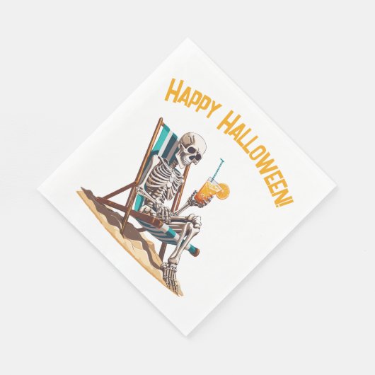 Serviette En Papier Plage Lounge Squelette Halloween (Coin)