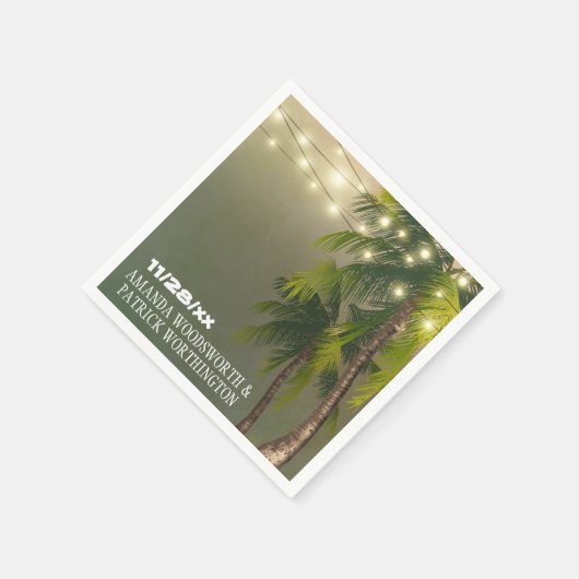 Serviette En Papier Plage Lumières Palm Tree Mariage Tropical Napkins (Coin)