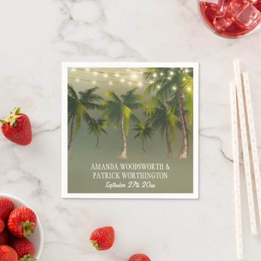 Serviette En Papier Plage Lumières Palm Tree Mariage Tropical Napkins (En situation)