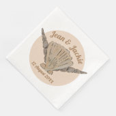Serviette En Papier Plage Mariage Aquarelle Coques de mer (Coin)
