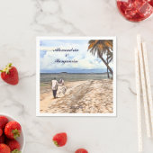 Serviette En Papier Plage Mariage Mariage Salle Aquarelle Palm Personn (En situation)