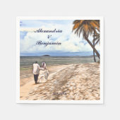 Serviette En Papier Plage Mariage Mariage Salle Aquarelle Palm Personn (Devant)