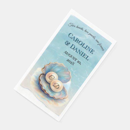 Serviette En Papier Plage Mariage Pearls Shell Elégant thème Océan (Coin)