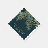 Serviette En Papier Plage moderne Palm Gold Blue Green Mariage tropica (Coin)