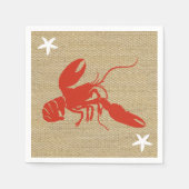 Serviette En Papier Plage nautique Homard & Starfish Faux Burlap (Devant)