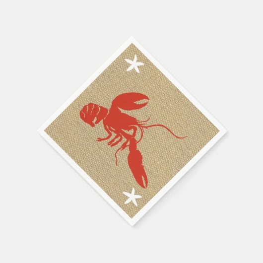 Serviette En Papier Plage nautique Homard & Starfish Faux Burlap (Coin)