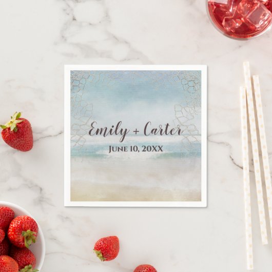Serviette En Papier Plage Ocean mariage Avec Net (En situation)