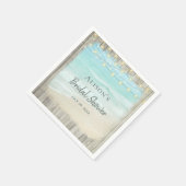 Serviette En Papier Plage Océan Rustic Wood Fête des mariées (Coin)