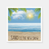 Serviette En Papier Plage Océanique Avec Franges De Palmiers (Devant)