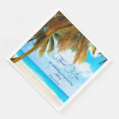 Serviette En Papier Plage, Palmiers Mariage Océan (Coin)