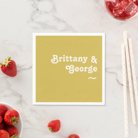 Serviette En Papier Plage Retro | Napkins Mariage or (En situation)