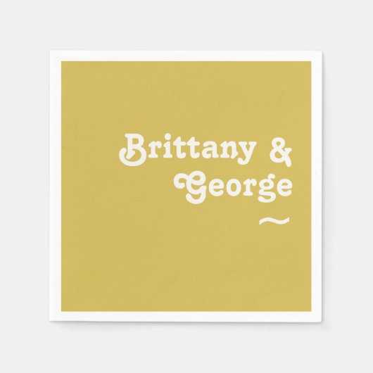 Serviette En Papier Plage Retro | Napkins Mariage or (Devant)
