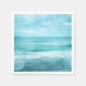 Serviette En Papier Plage Retro - Océan côtier Aquarelle bleu Turquois (Devant)