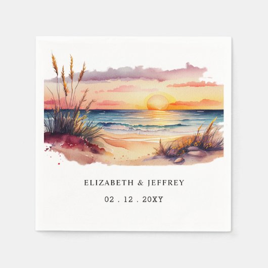 Serviette En Papier Plage Rustique Sunset (Devant)