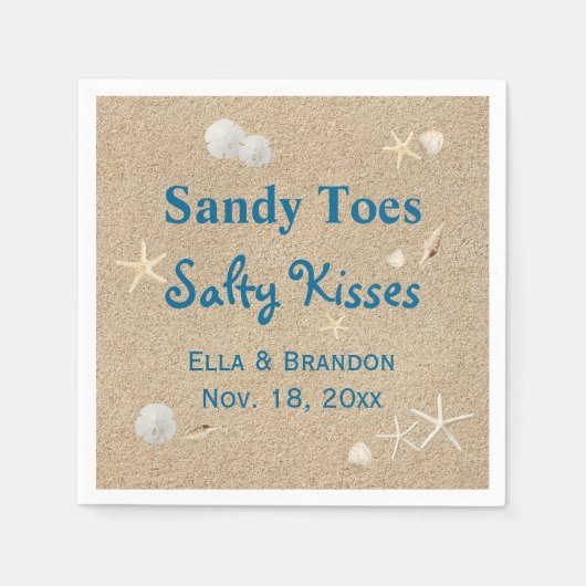 Serviette En Papier Plage Sandy Toes Salty Baisers Mariage Napkin (Devant)
