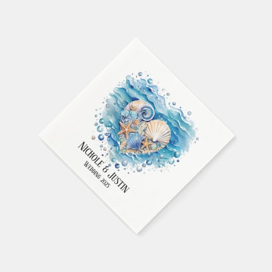 Serviette En Papier Plage Scène Starfish Mariage (Coin)