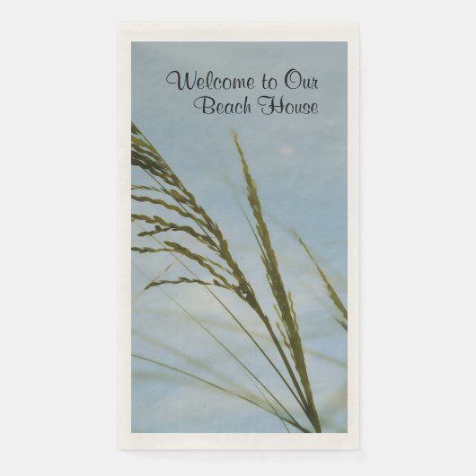 Serviette En Papier Plage Seagrass bleu et vert personnalisable (Devant)