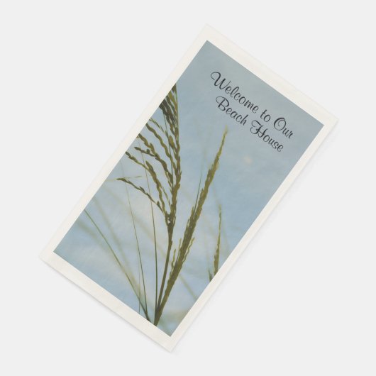 Serviette En Papier Plage Seagrass bleu et vert personnalisable (Coin)