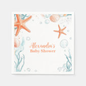 Serviette En Papier Plage Starfish & Seashells Baby shower élégant (Devant)