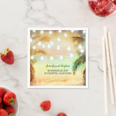 Serviette En Papier Plage Sunset Palms and String Lights Mariage (En situation)
