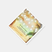 Serviette En Papier Plage Sunset Palms and String Lights Mariage (Coin)
