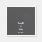 Serviette En Papier Plage Tropical Palm Leaf Mariage gris blanc (Devant)