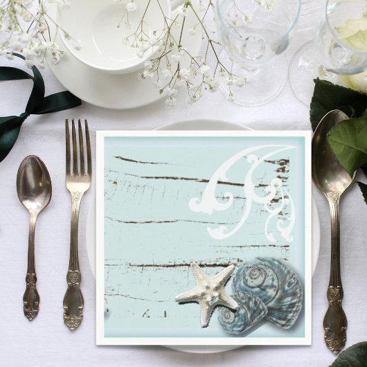 Serviette En Papier plage tropicale aqua bleu mariage d'étoiles de mer