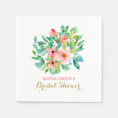 Serviette En Papier Plage tropicale fleurie douche nuptiale (Devant)