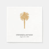 Serviette En Papier Plage tropicale Gold Palm Tree Destination Mariage (Devant)
