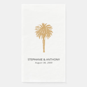 Serviette En Papier Plage tropicale Gold Palm Tree Destination Mariage