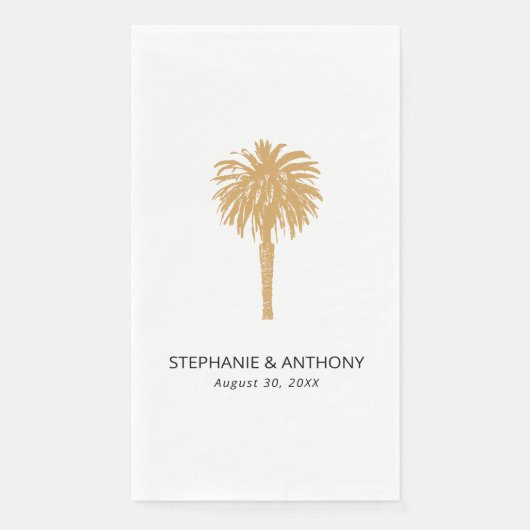 Serviette En Papier Plage tropicale Gold Palm Tree Destination Mariage (Devant)