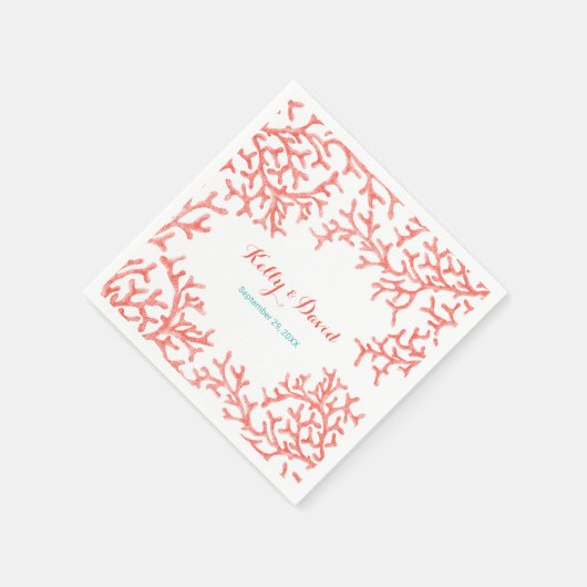 Serviette En Papier Plage tropicale Mariage Elégant Coral Reef (Coin)