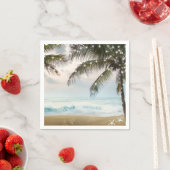Serviette En Papier Plage tropicale Océan Palm Trees & Lumières Mariag (En situation)